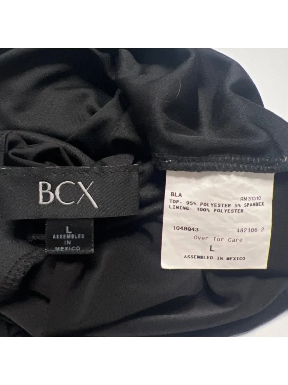 BCX Black Draped Top Open Strappy Back Blouse Women Size Large